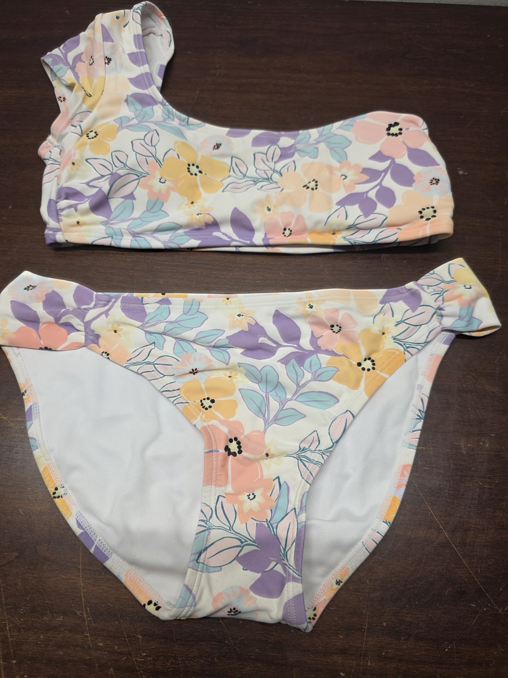 Ninety Floral Print Sports Bra - Pastel Peach, Lavender & Mint